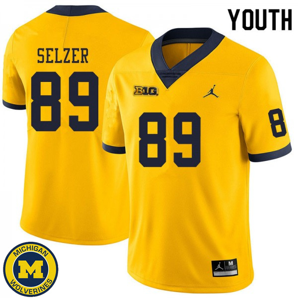 Youth University of Michigan #89 Carter Selzer Yellow Replica Jersey